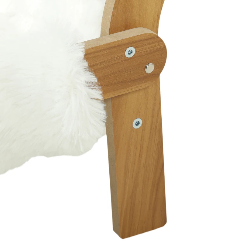 PawHut Canapé pour Chien Chat Lit Surélevé en Bois, Coussin Amovible en Peluche, Pieds Antidérapants, 70 x 47 x 30 cm, Blanc