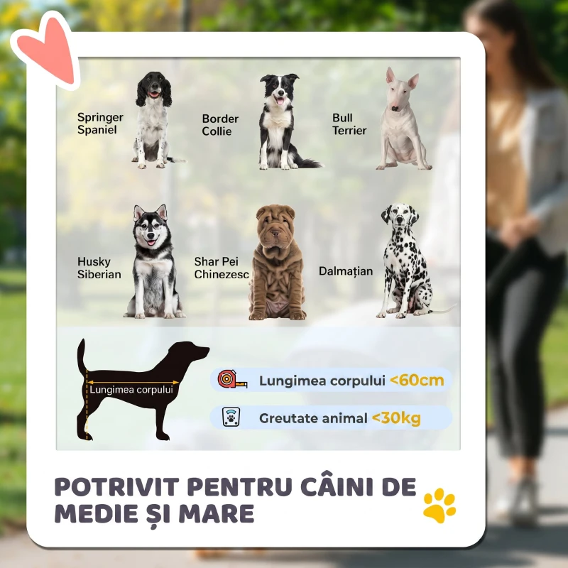PawHut Cărucior pliabil pentru câini cu intrări cu fermoar și ferestre din plasă, 112x65x100 cm, roșu și negru