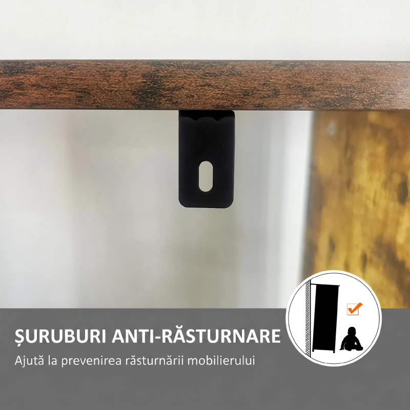HOMCOM Bibliotecă cu 5 Rafturi, Compartimente Deschise, 77 x 30 x 157,5 cm, Maro Rustic și Negru