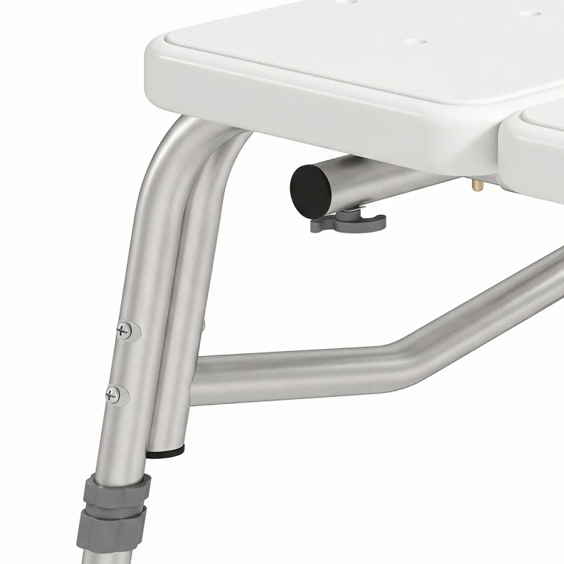 HOMCOM Banco de Transferencia para Bañera Altura Ajustable en 10 Niveles Asiento Amplio Respaldo y Reposabrazos 86x60x89-101 cm Blanco