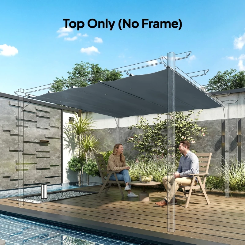 Outsunny Copertină pentru Pergolă cu 10 Orificii de Drenaj, Tavan de Rezervă în Poliester Respirabil, Doar Acoperire, 288x298 cm, UV30+, pentru Pergola Grădină 3x3m, Gri Închis
