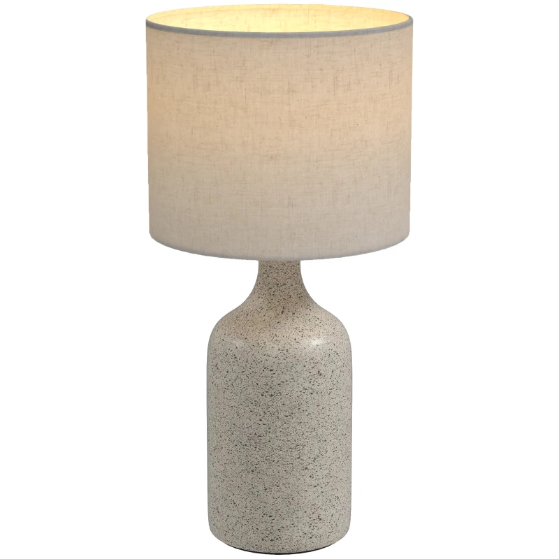 HOMCOM Lampă de masă, lampă de noptieră pentru birou cu bază din ceramică, abajur din in, 22x22x45 cm Nisipiu+Bej