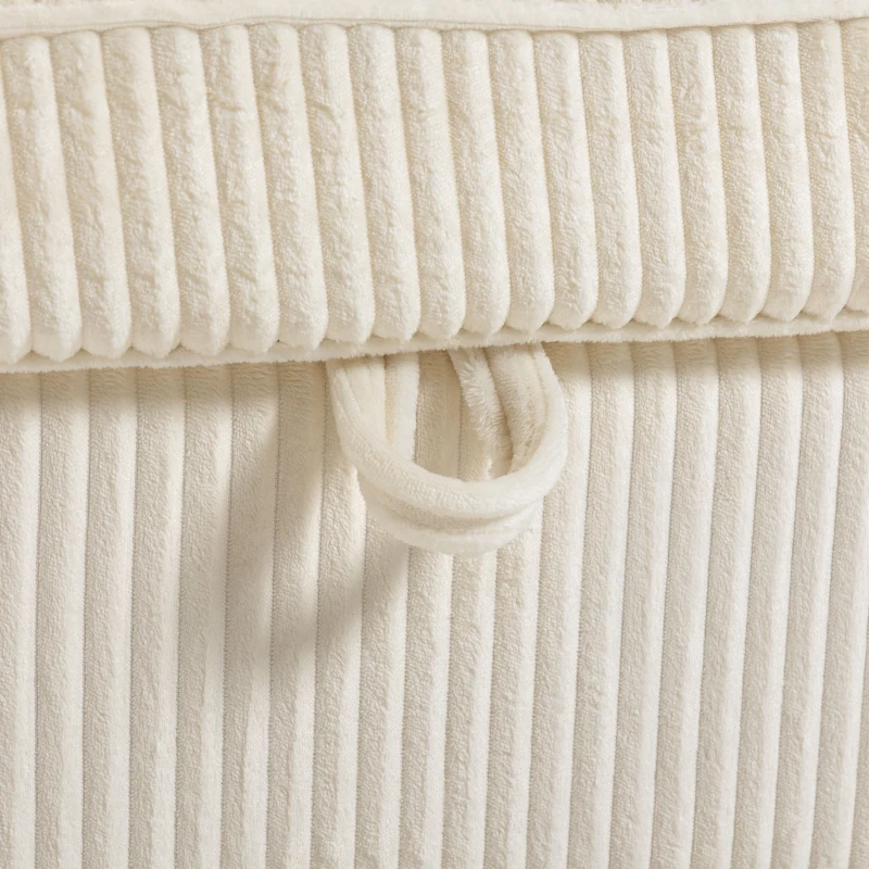 HOMCOM Sofá 4 Lugares com 2 Puffs com Armazenamento Sofá de Canto Modular em U 306 cm em Veludo Cotelê 4 Almofadas Creme