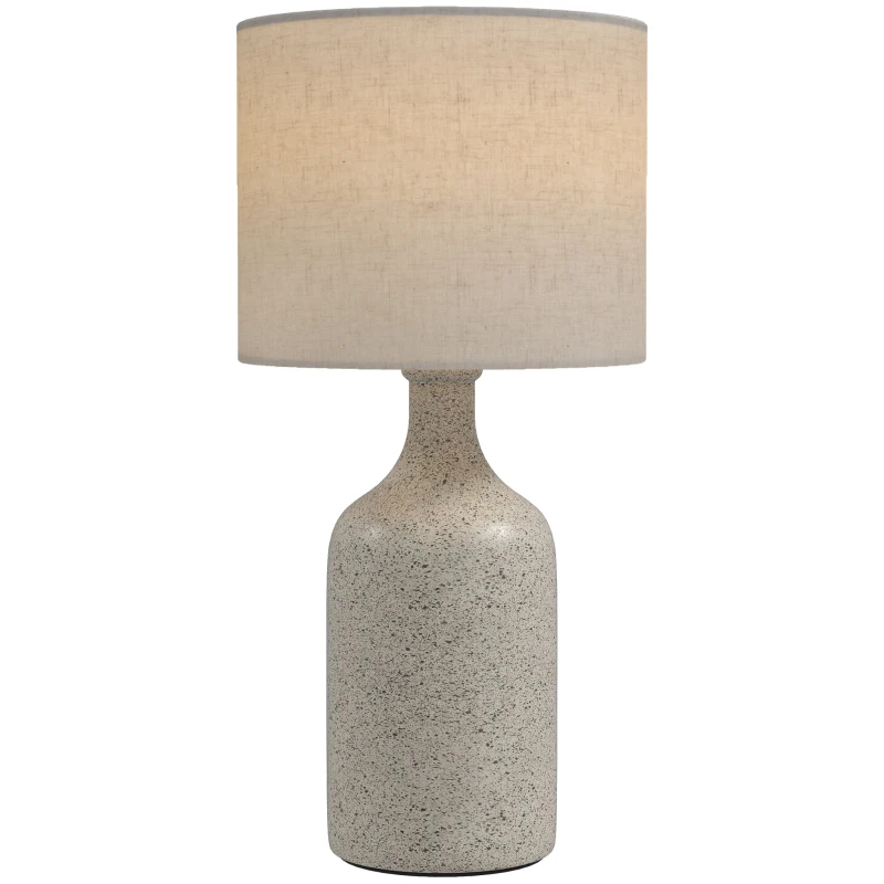 HOMCOM Lampă de masă, lampă de noptieră pentru birou cu bază din ceramică, abajur din in, 22x22x45 cm Nisipiu+Bej