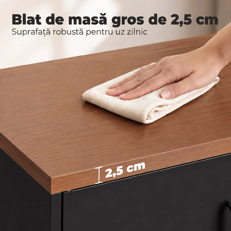HOMCOM Bufet din Metal cu 2 Uși și Poliță Reglabilă, pentru Living/Birou, Negru