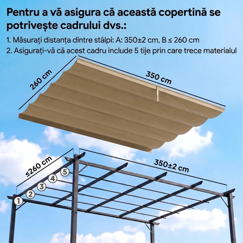 Outsunny Acoperiș de Schimb pentru Pergolă cu 10 Orificii de Drenaj,  Permeabil, 4x3 m, Bej
