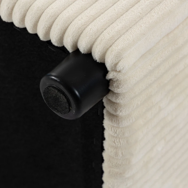 HOMCOM Sofá 4 Lugares com 2 Puffs com Armazenamento Sofá de Canto Modular em U 306 cm em Veludo Cotelê 4 Almofadas Creme