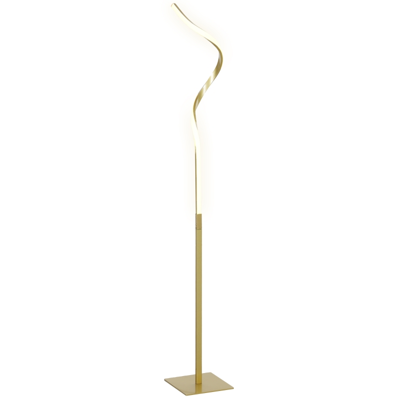 HOMCOM Vloerlamp in spiraalontwerp, voetschakelaar, 3 helderheidsstanden, 1,46 m, goud