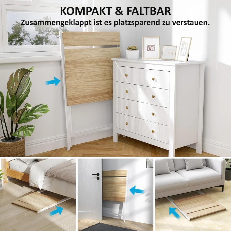 HOMCOM Biurko z podstawką pod monitor, 70 cm składane biurko komputerowe do home office, małe pomieszczenia, naturalne