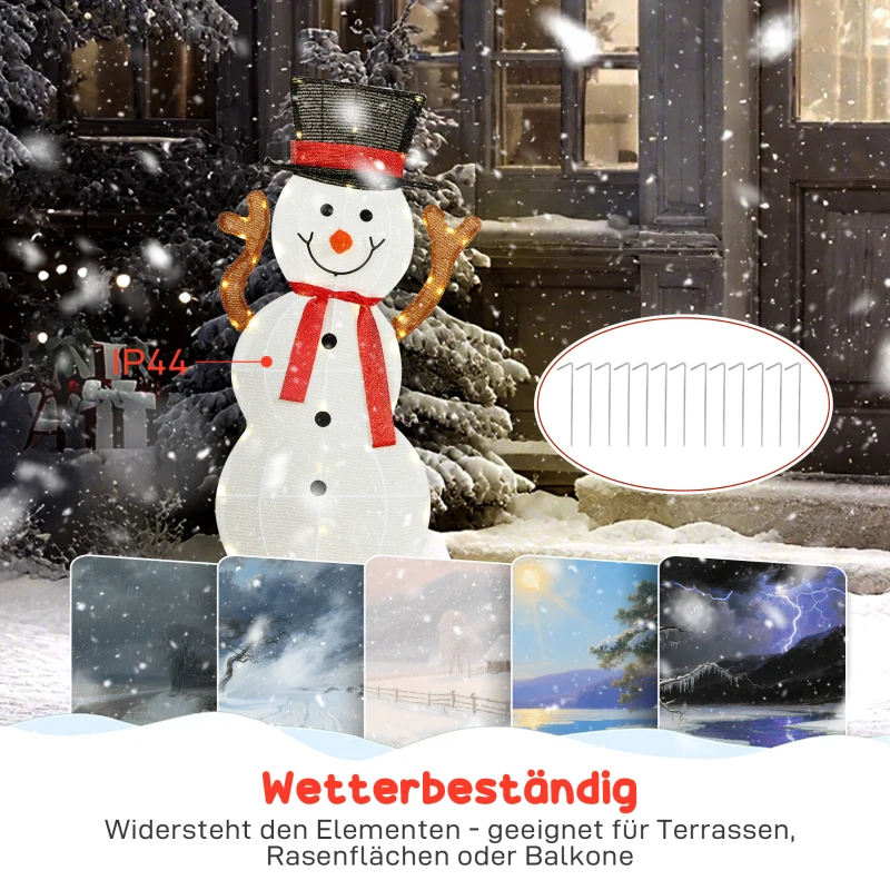 Outsunny 3-delige feestelijke sneeuwmanfamilie, buitendecoratie, LED-lampjes, grondpennen, waterdicht, staal, polyester, wit
