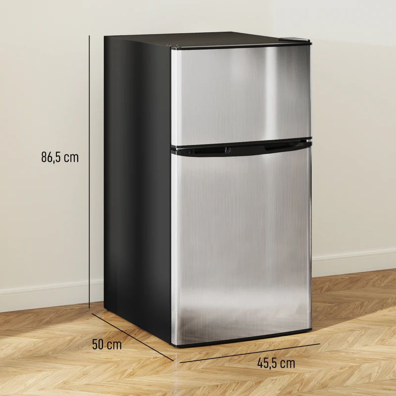 HOMCOM Réfrigérateur congélateur 88 L, petit réfrigérateur combiné avec portes réversibles et éclairage, 45,5x50x86,5cm, noir