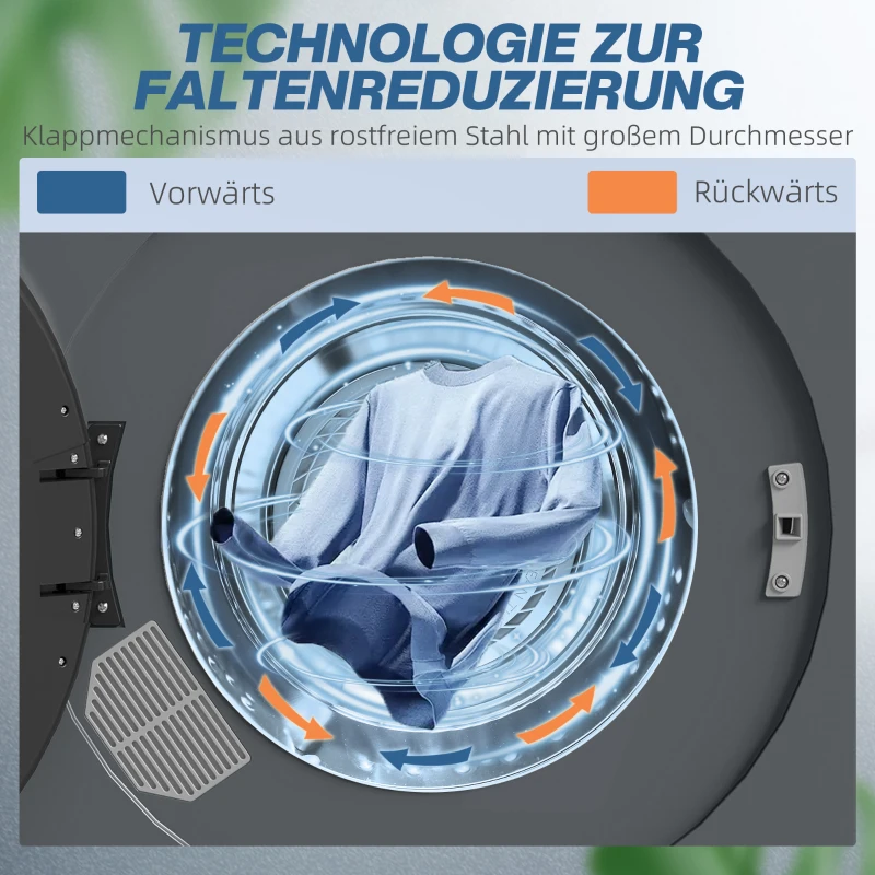 HOMCOM Wasdroger, 6 programma's, 40-60℃, 3 kg capaciteit, compact, touch-bediening, Grijs(m-6)