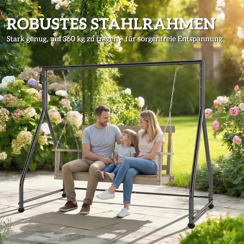Outsunny Schommelstandaard veelzijdig zwaarbelast schommelframe voor twee-/driezits of hangmand Zwart
