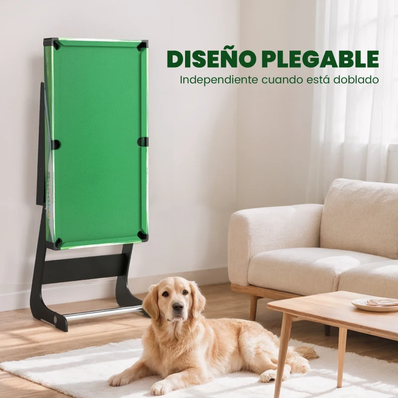 SPORTNOW Mesa de Billar Plegable 104 cm con 16 Bolas 2 Tacos Tiza Triángulo y Cepillo para Niños y Adultos Verde