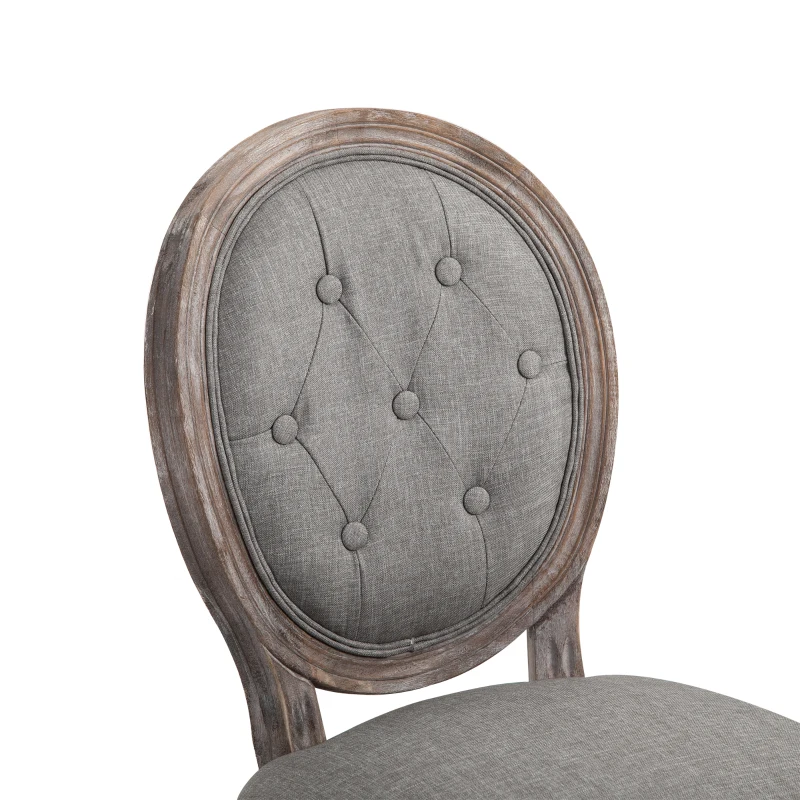 HOMCOM eetkamerstoel, stoelenset, 2-delig, eettafelgroep, rubberhout, schuimstof, stof, grijs, 50 x 54,5 x 97 cm eetkamerstoelenset 2-delige eettafelgroep rubberhout schuimstof stof grijs | Aosom.de