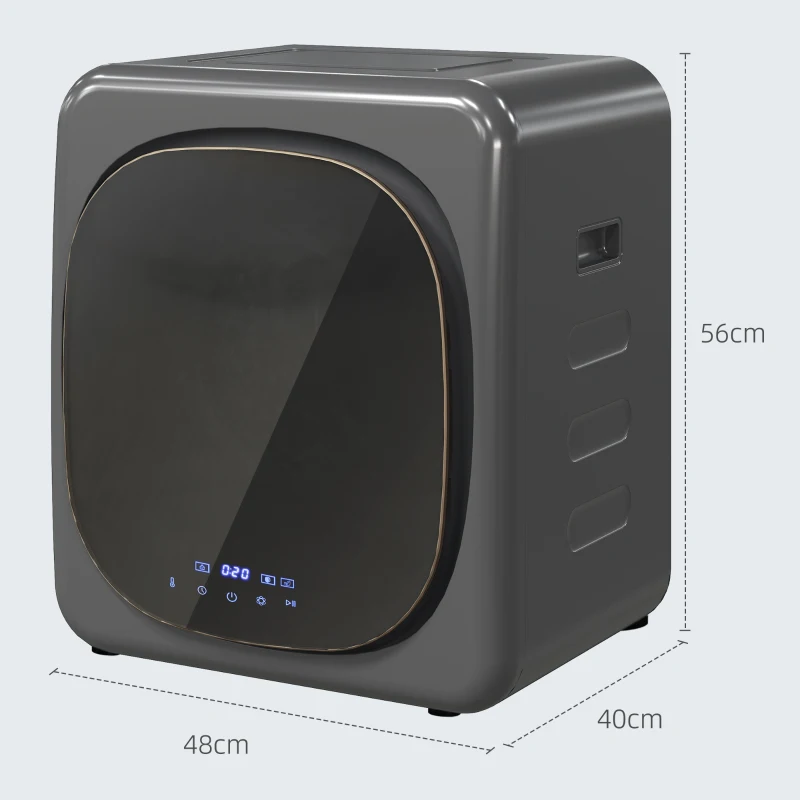 HOMCOM Wasdroger met UV-Desinfectie, Compact Ontwerp, 4 kg Capaciteit, Roestvrij Staal, Grijs(m-3)