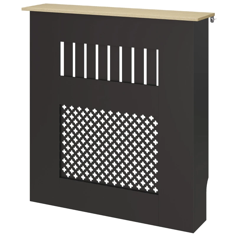 HOMCOM Cubre Radiadores 78x19x81 cm Cubierta para Radiador Diseño Moderno de Listones y Nido de Abeja Negro