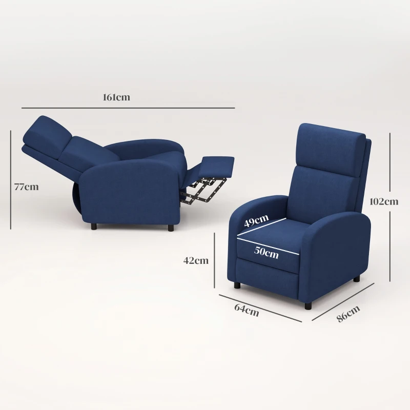 HOMCOM Fauteuil relax fauteuil inclinable salon fauteuil de relaxation - dossier réglable jusqu'à 160° repose-pieds intégré