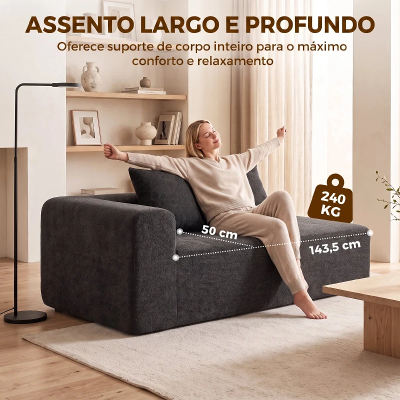 HOMCOM Sofá de 2 Lugares em Chenille com 2 Almofadas Assento com Molas sem Montagem 171,5x91,5x83 cm Cinza Escuro