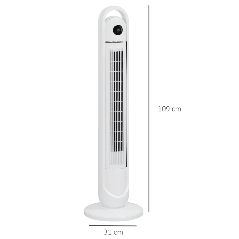 HOMCOM Torenventilator met Klimaatbeheersing, Timer, Afstandsbediening, Drie Modi, LCD-Display, Wit