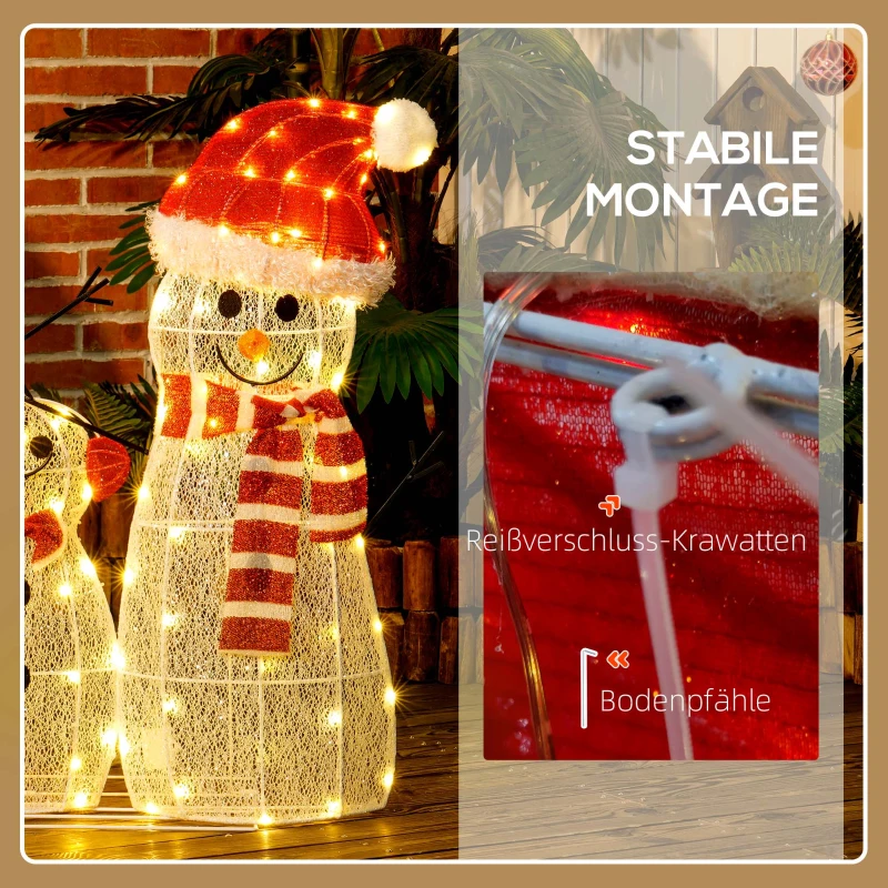 Outsunny Sneeuwmannenfamilie, 148 LEDs, Kerstverlichting, Weerbestendig, Glanzend, Wit