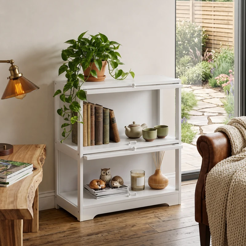 HOMCOM Vitrina Expositora para Colecciones de 2 Niveles con Puertas Abatibles de Acrílico para Figuras 59,5x30x73 cm Blanco