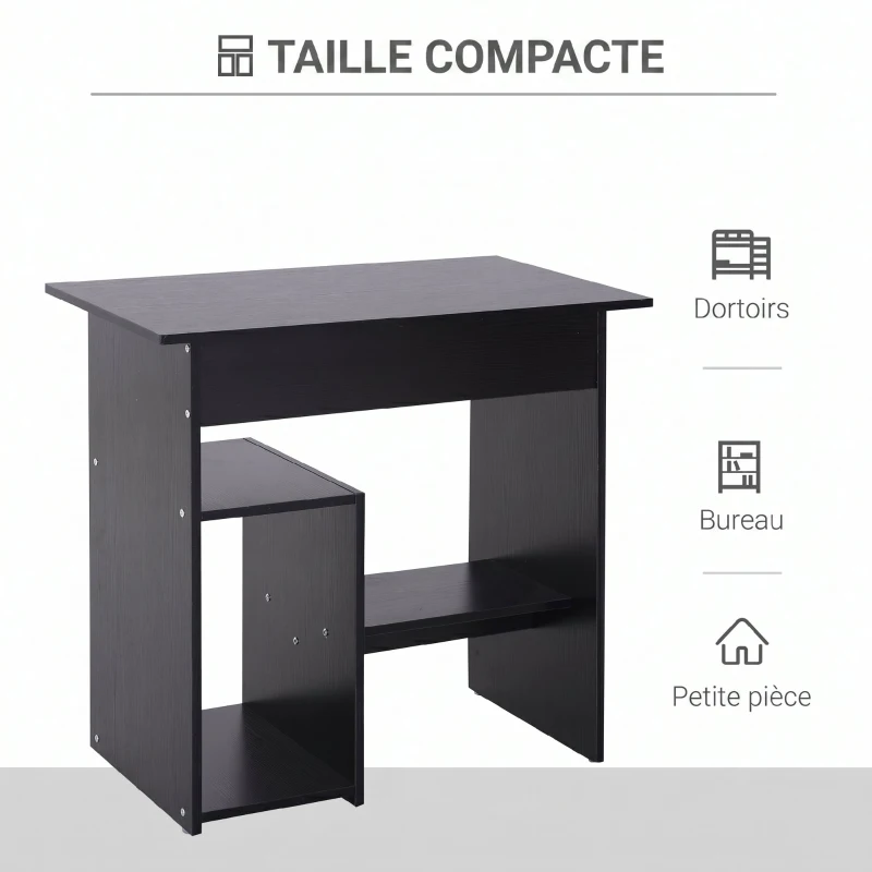 HOMCOM Bureau d'ordinateur, bureau avec rangement, plateau pour clavier et support de moniteur, 80 x 45 x 75 cm, noir
