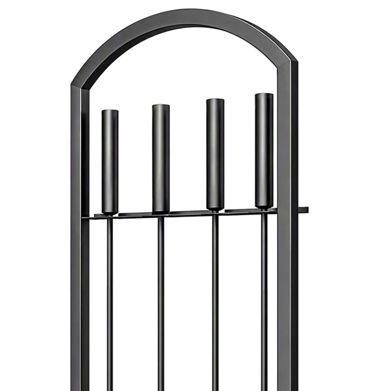 Outsunny Serviteur de Cheminée 6 Pièces avec Sac à Bûches, Brosse, Pelle, Tisonnier, Pince et Support, 30 x 22 x 86 cm, Noir