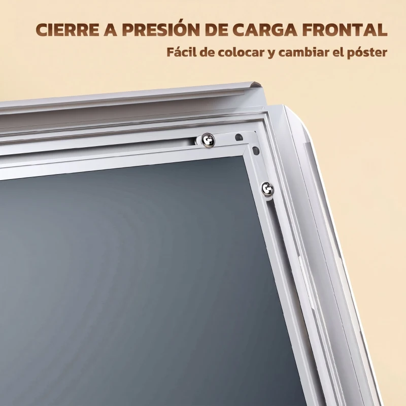 HOMCOM Soporte para Carteles A3 Altura Ajustable, Giratorio 360° Marco de Aluminio y Acero Inoxidable Plata