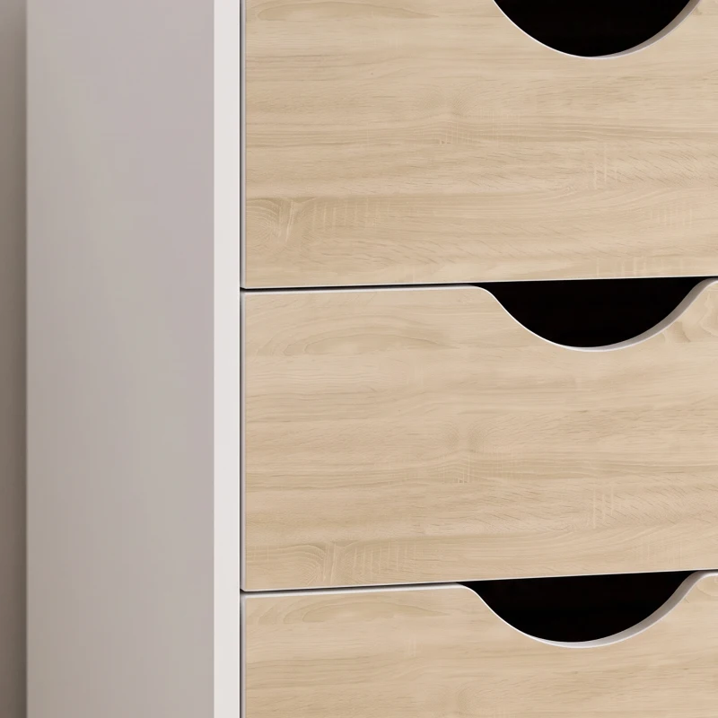HOMCOM Cajonera Oficina con Ruedas y 5 Cajones Archivador Móvil, para Estudio Salón 40x40x67 cm Blanco y Natural