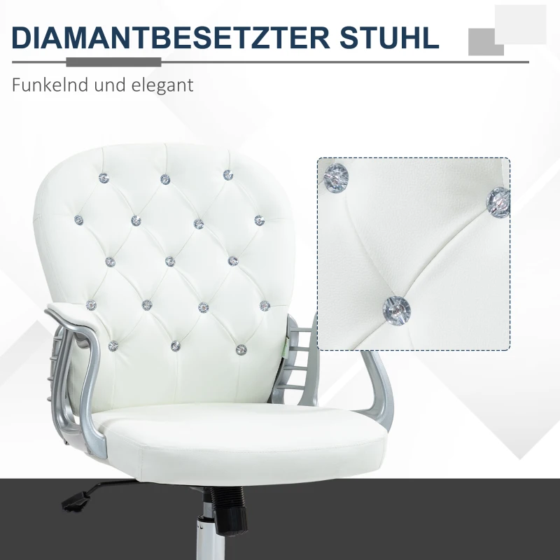 Vinsetto Bureaustoel, Ergonomische Bureaustoel met Armleuning, Gevoerde Rugleuning Wit(m-7)
