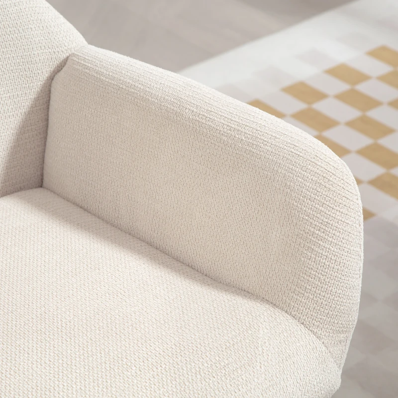 HOMCOM Moderne Fauteuil in Okerstijl, Hoge Rugleuning, Dikke Bekleding, Stalen Poten, Crème