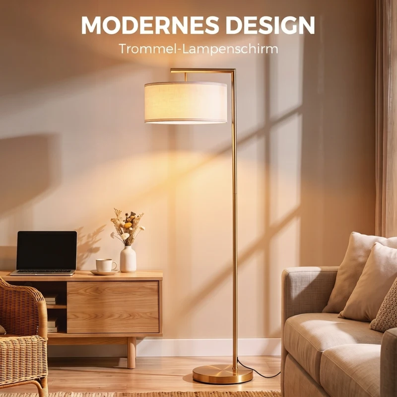 Vloerlamp staande lamp E27-fitting voor woonkamer metaal staal linnen(m-4)