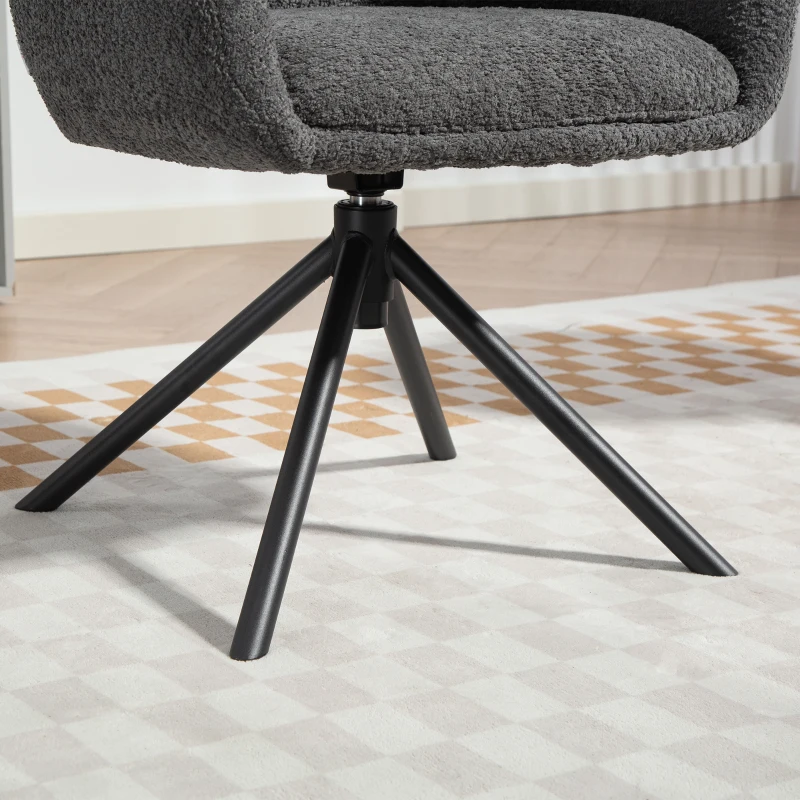 HOMCOM Fauteuil, Beklede stoel met comfortabele zitting, draaibaar, zachte bekleding, tot 120 kg, Donkergrijs
