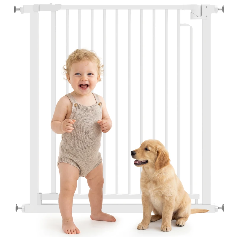 PawHut Barrière de sécurité pour chiens et bébés 76 à 80 cm avec extension fixation par pression sans perçage 76 à 80cm blanc