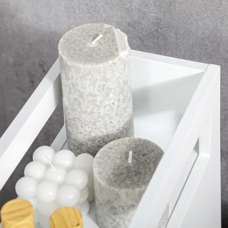 HOMCOM Badkamerkast op wielen, smal design, twee lades, vier wielen, wit, 16 x 49,5 x 66 cm(m-7)
