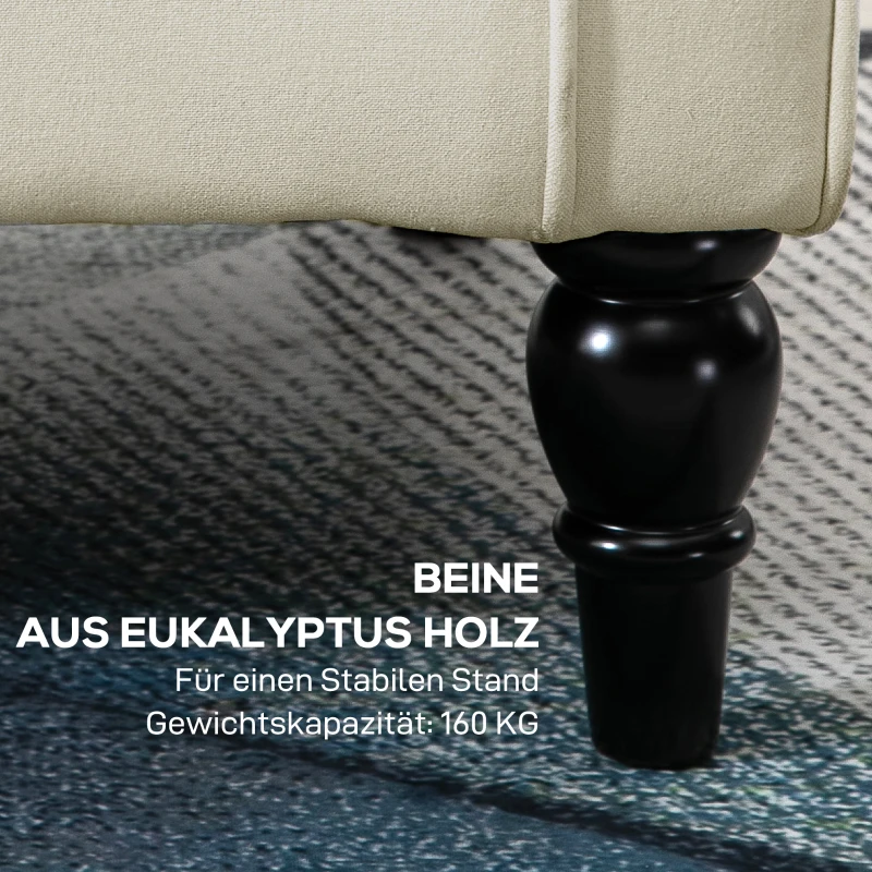 HOMCOM Elegante Oorfauteuil, Dik Gepolsterd, Afneembare Hoes, 74 x 86 x 102 cm, Crèmewit(m-7)