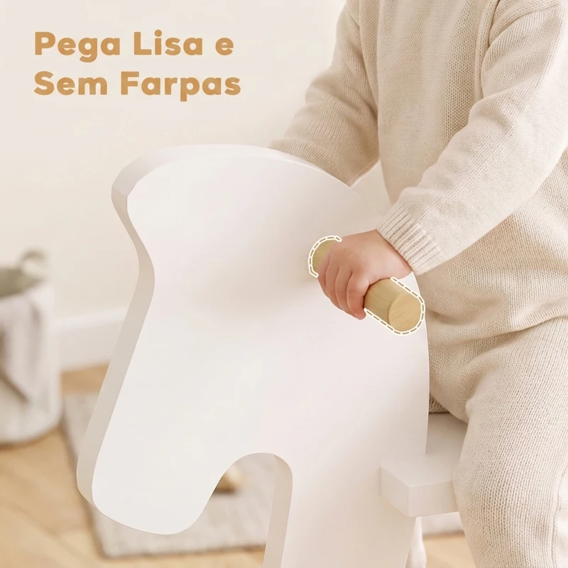 HOMCOM Cavalinho de Baloiço para Crianças 1-3 Anos com Base em Madeira e Encosto de Segurança Branco