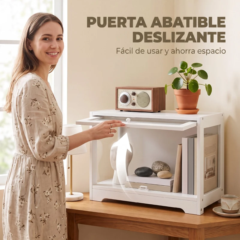 HOMCOM Vitrina Expositora para Colecciones con Puerta Abatible de Acrílico para Figuras de Decoración 59x30x40 cm Blanco