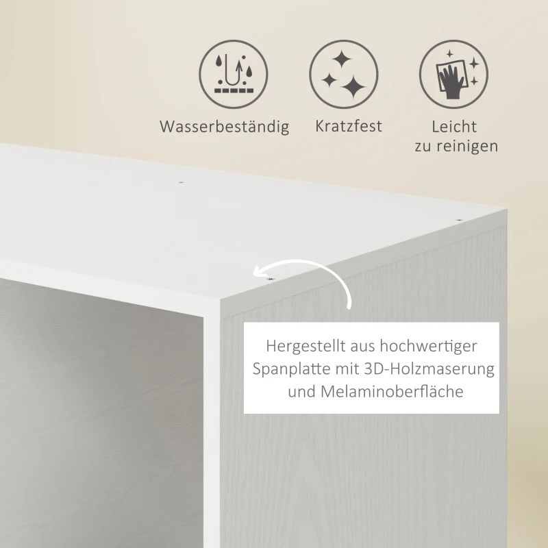 HOMCOM Mobiele Open Garderobe op Wielen, Garderobekast, Verplaatsbaar Kledingrek, 80 x 40 x 128 cm, Wit(m-6)