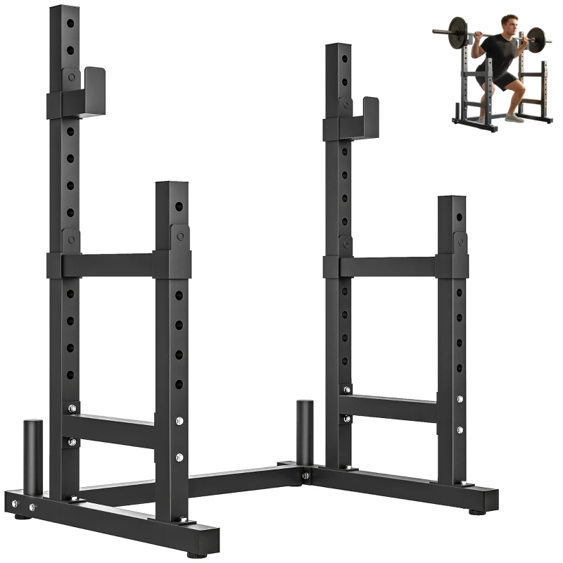 SPORTNOW Suport Reglabil pentru Haltere cu 2 Niveluri și Suport pentru Discuri, 110x91x145 cm, Negru
