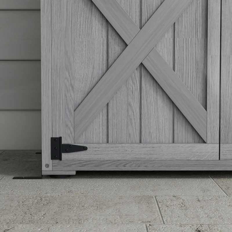 Outsunny Armoire de jardin, abri jardin sur pied, avec 2 étagères, toit incliné et bitumé, en bois massif, 90x54,5x168,5cm, gris