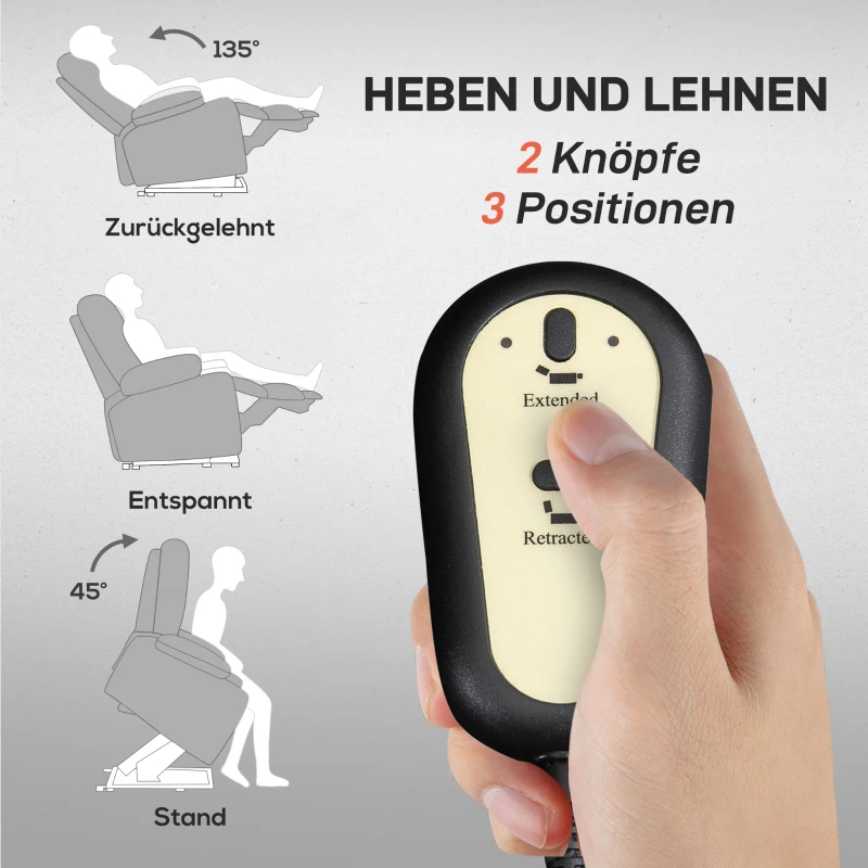HOMCOM Opstaan Stoel met Massagefunctie, 90x93x110cm, Lichtgrijs(m-4)