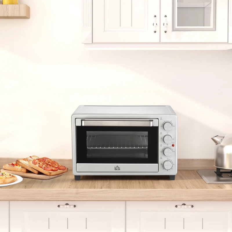 HOMCOM Mini Cuptor Electric 32L – Temperatură Reglabilă, Cronometru, 3 Moduri de Gătit
