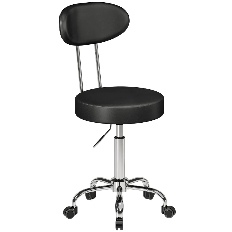 HOMCOM Scaun Reglabil Rotativ a 360°con Spătar Și Șezut Tapițate, Negru