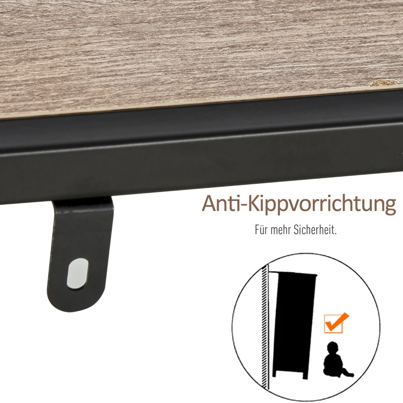 HOMCOM Vrijstaande stelling boekenkast industriële stijl archiefplank P2 spaanplaat licht eiken(m-7)