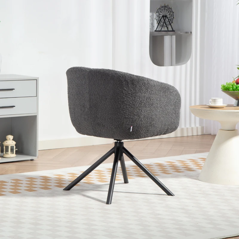 HOMCOM Fauteuil, Beklede stoel met comfortabele zitting, draaibaar, zachte bekleding, tot 120 kg, Donkergrijs