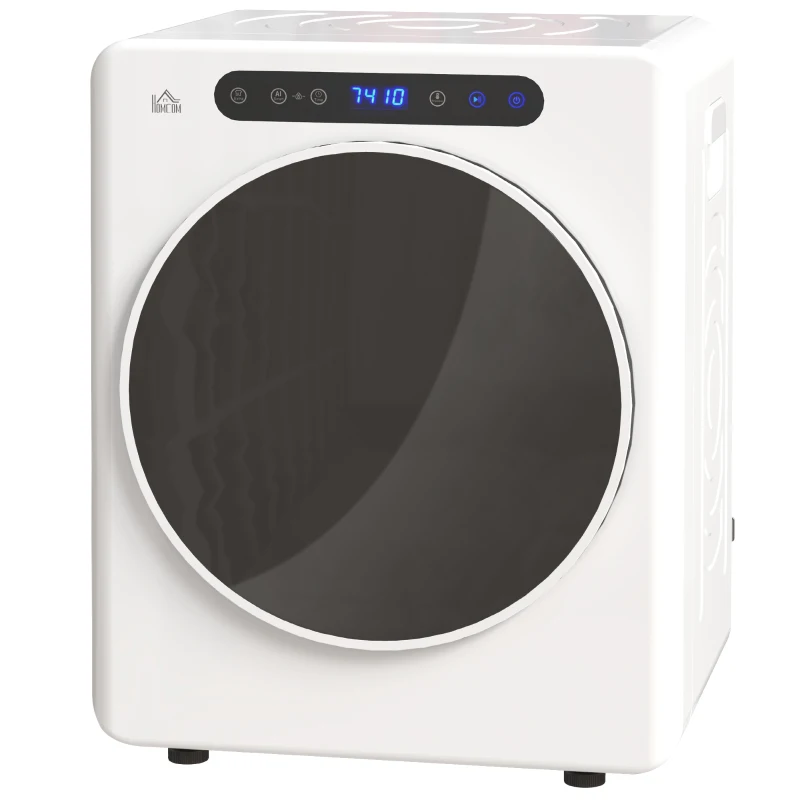 HOMCOM Wasdroger, 6 programma's, 40-60℃, 5 kg capaciteit, compact, touch-bediening, Wit(m-10)