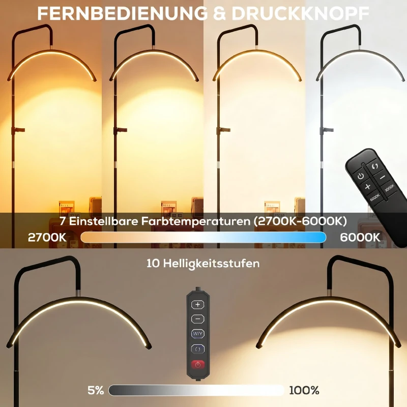 HOMCOM LED Halbmond Wimpern Lampe mit Telefonhalter 350° Drehbar Beauty-Ringlicht Warme Lampe mit Einstellbar Höhe