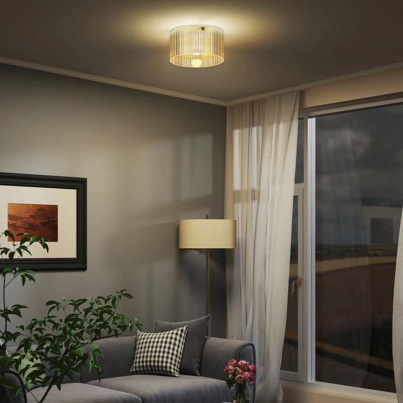 HOMCOM Plafondlamp met Acryllampenkap, Metaal, Halogeen en LED Compatibel(m-7)